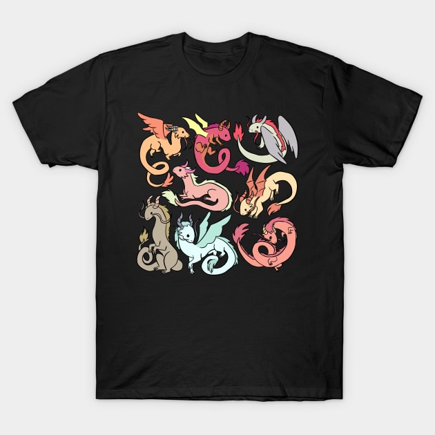 Cute cartoon dragons T-Shirt by Yarafantasyart